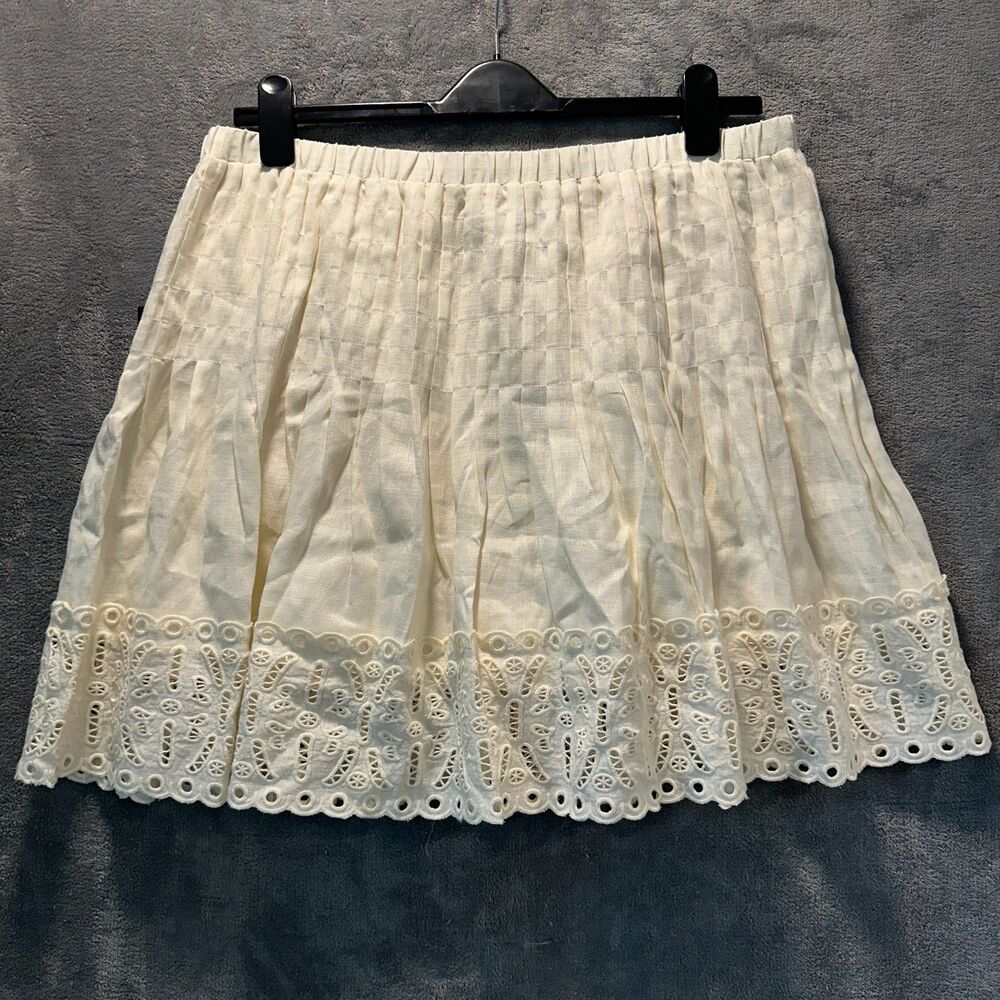 NWT NEW Tuckernuck Off White Cream Linen Eyelet Trim Skirt Size XXL